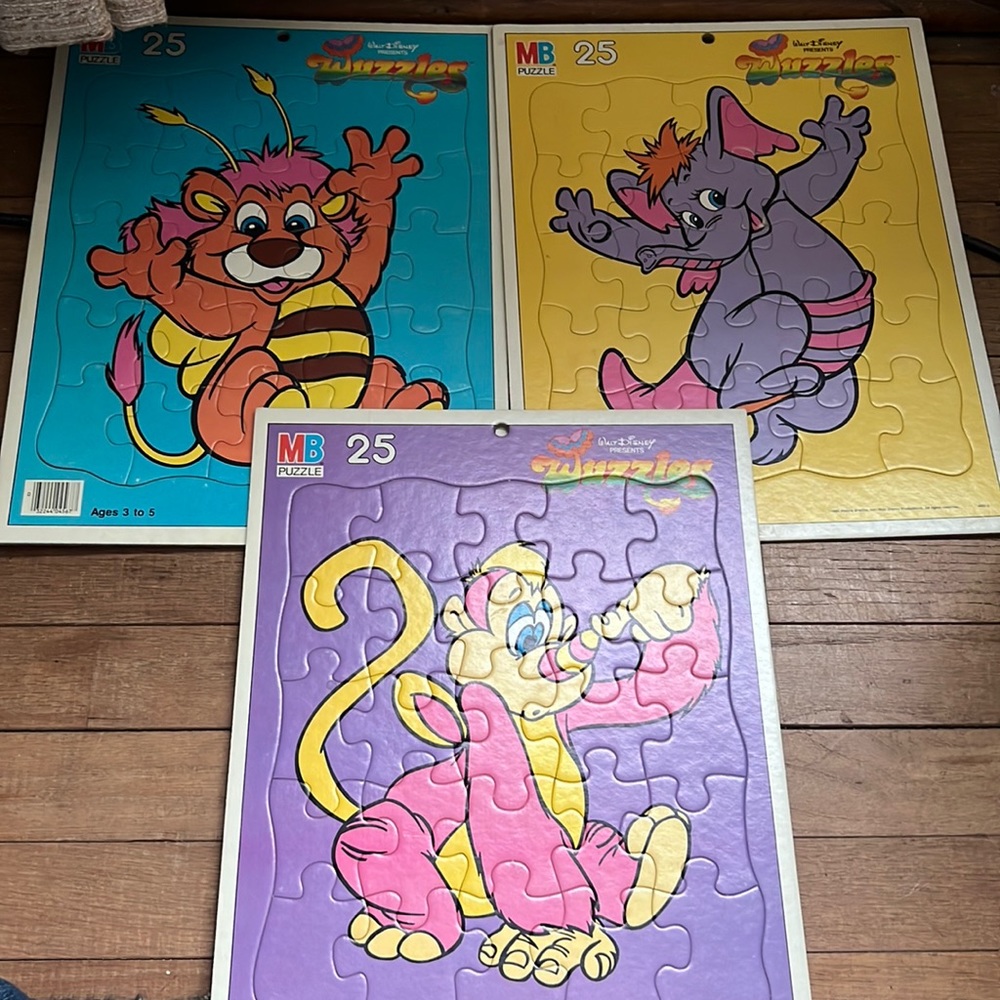 3 Wuzzles puzzles vintage Disney puzzle